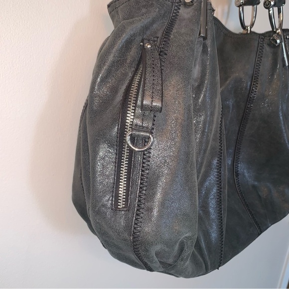 B. Makowsky Dark Gray Leather Shoulder Bag - Picture 11 of 14